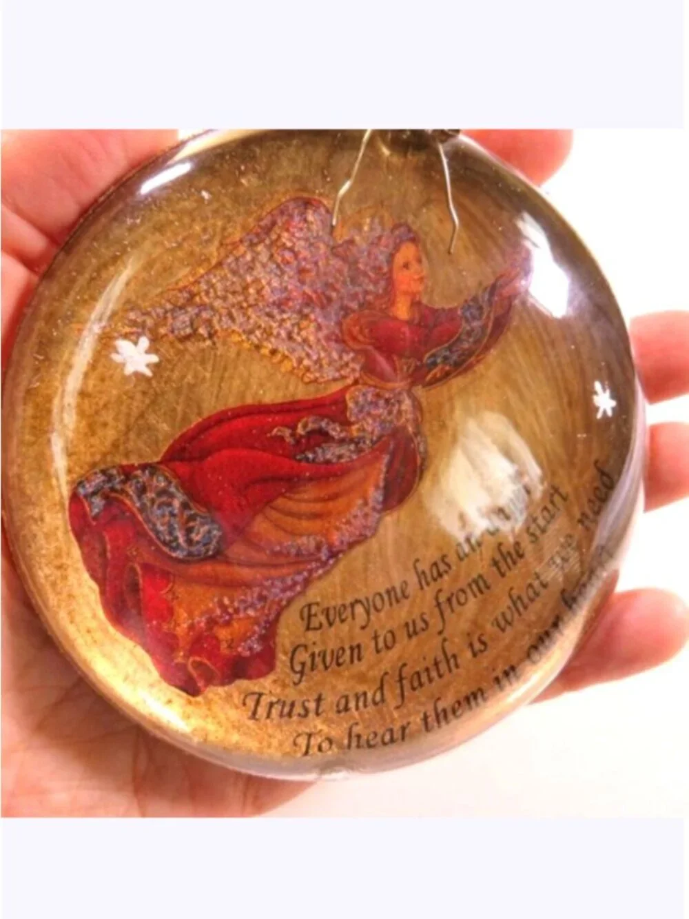 Large (3) Glass Angel Christmas Ornaments Inspirational Sayings 4